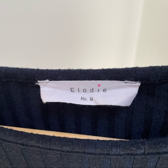 Elodie Ribbed Short Sleeve Bodysuit Navy Blue Size M - Picture 3 of 4